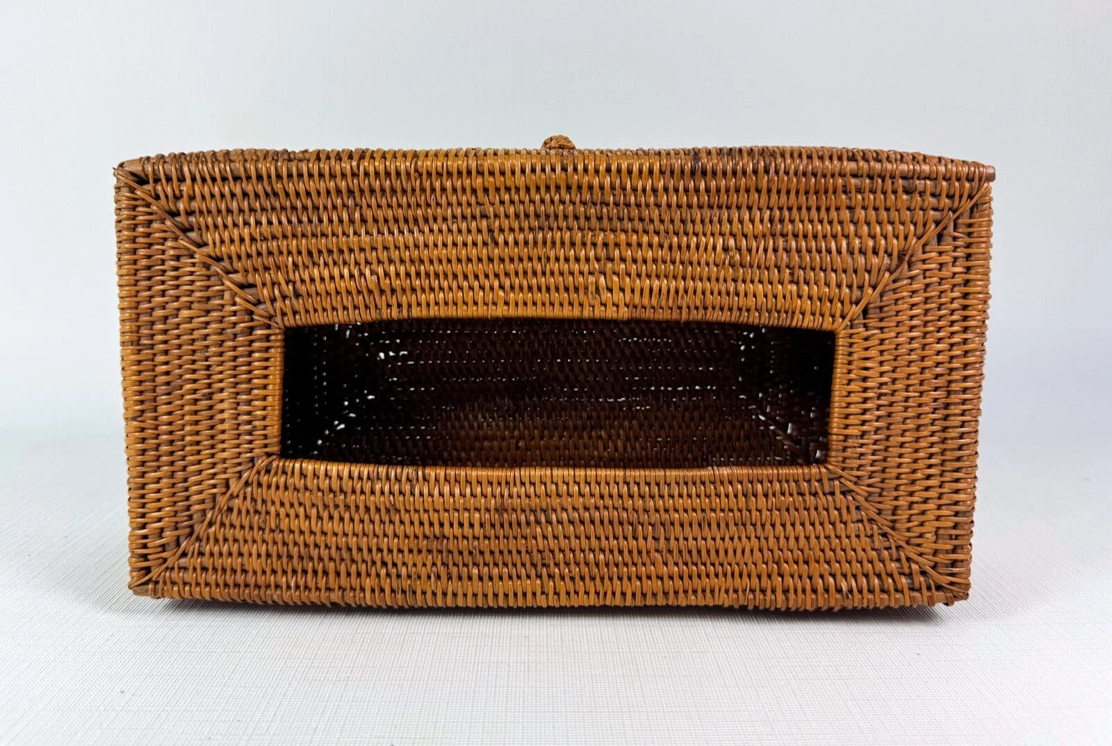 Vintage Wicker Rattan Woven Basket Long Tissue Box Cover Holder Box with Latch | eBay