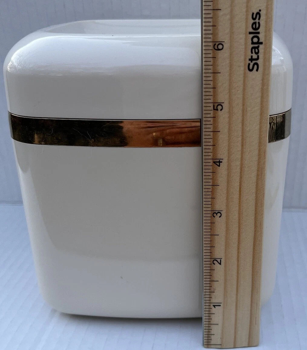 Minimalist Modern Design Square Tissue Box Holder Beige With Gold Tone Trim | eBay