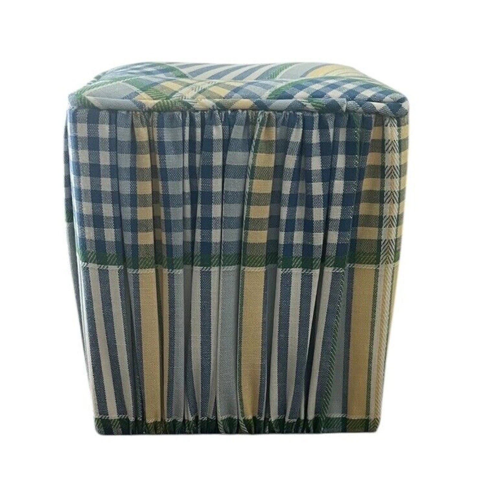 Vintage Tissue Box Cover Blue and Yellow Fabric Gingham Print EUC Waverly?? | eBay