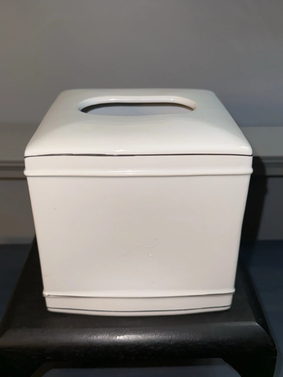 Porcelain Tissue Box Cover “JARDIN DE FLEURS PARIS”-White-EUC | eBay