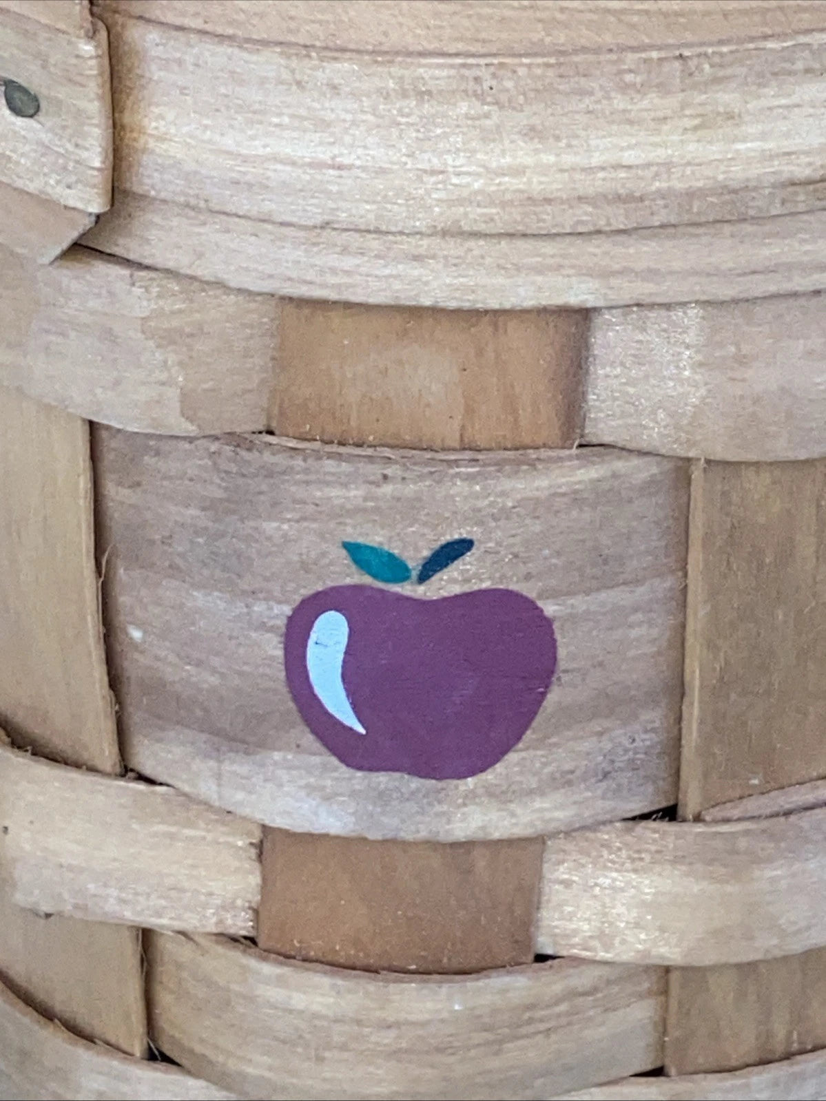 Woven Basket With Wood Lid Painted Apple Design Tissue Box Holder County Decor | eBay