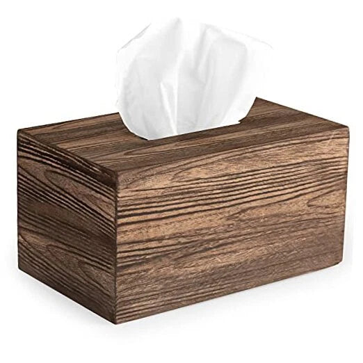 Rustic Farmhouse Tissue Box Cover - Wooden Rectangular 9" Rectangle Brown | eBay