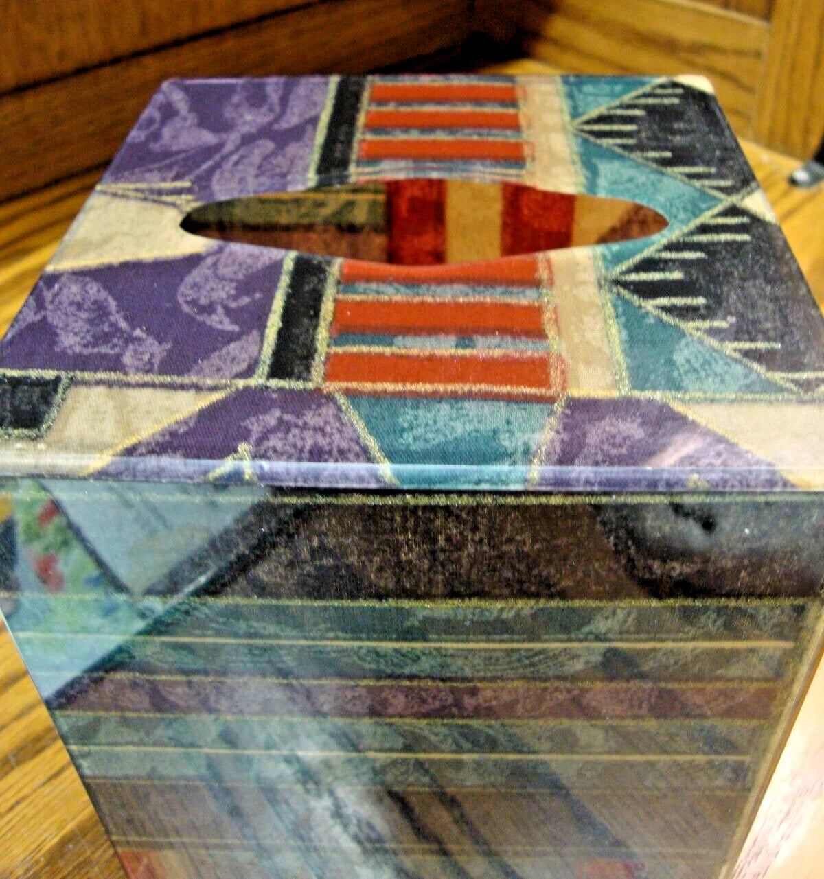 Acrylic Tissue Box Cover Holder Multi-Color Geometric Designs 6"x 5"x 5" 943 | eBay