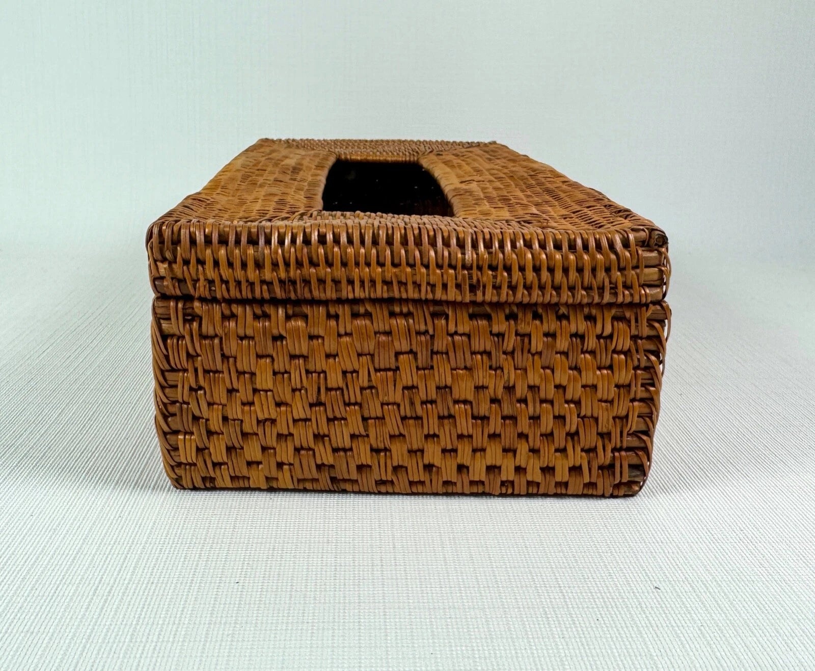 Vintage Wicker Rattan Woven Basket Long Tissue Box Cover Holder Box with Latch | eBay