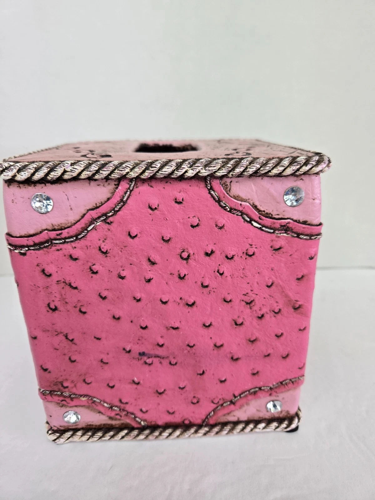 Western Cowgirl Rustic Pink Tissue Box Cover Boot Horseshoe Rhinestone Bling EUC | eBay