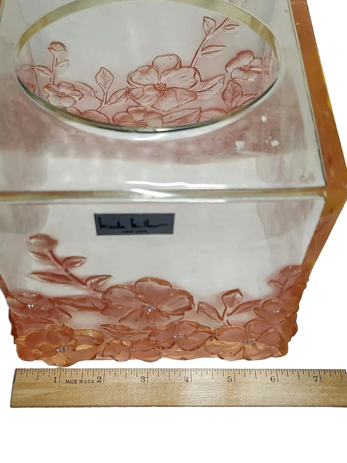 Nicole Miller Tissue Box Cover Pink With Beautiful Flowers | eBay