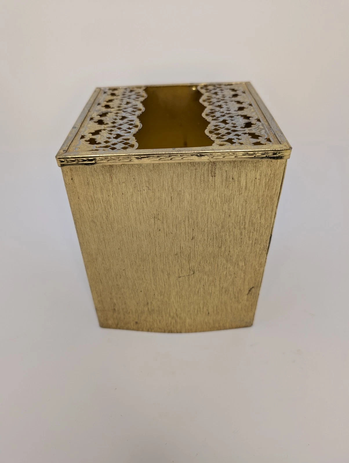 Vintage Mid Century Metal Square Gold Rose Tissue Box Cover | eBay