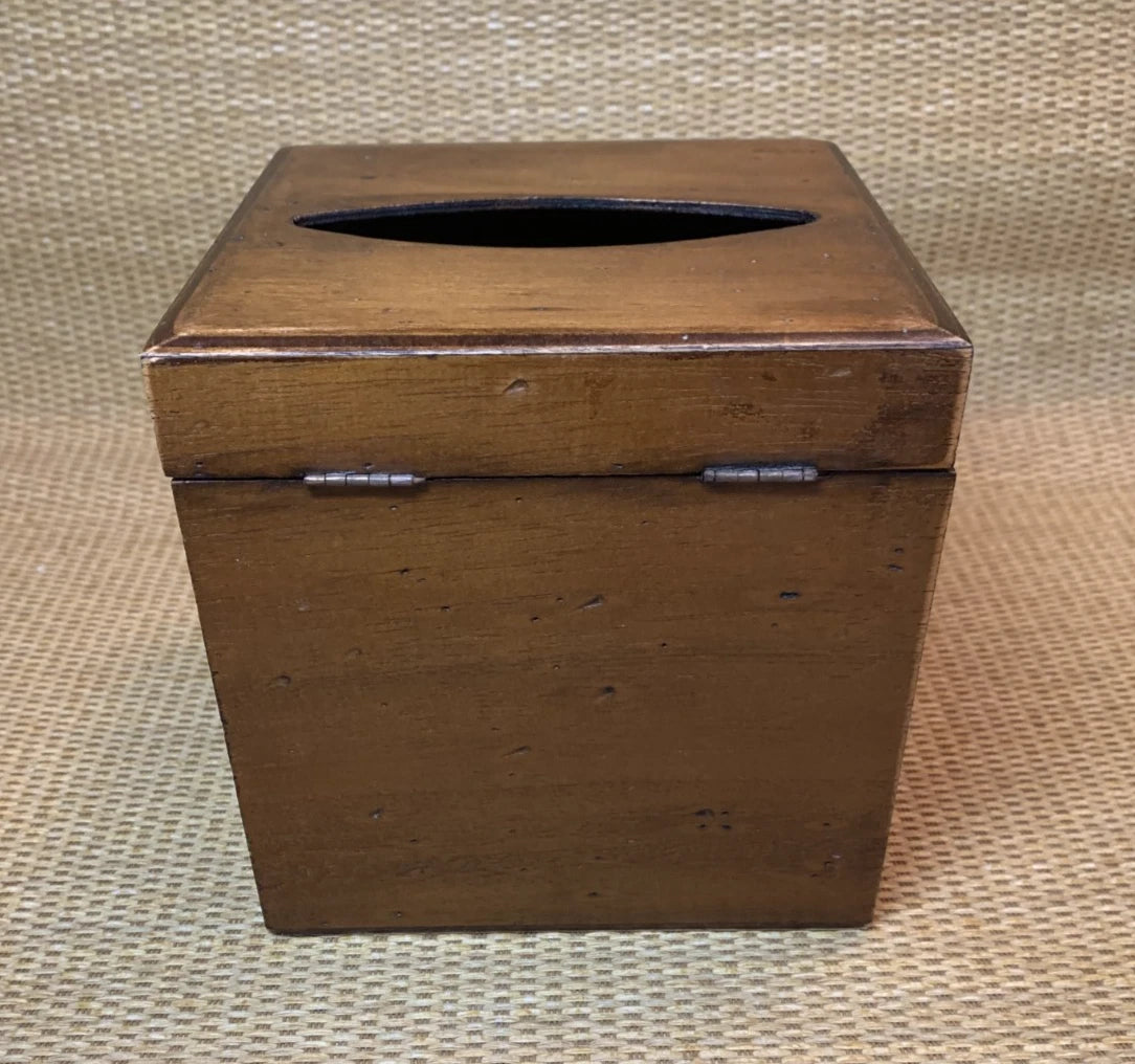 LABRAZEL Wood Tissue Box Holder Cover Hinged Lid Square Cube Handmade Italy | eBay