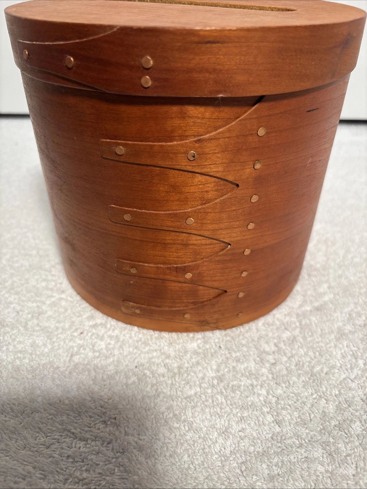 Shaker Style Round Salt Box Wood Tissue Holder Box w/Cover Vintage | eBay