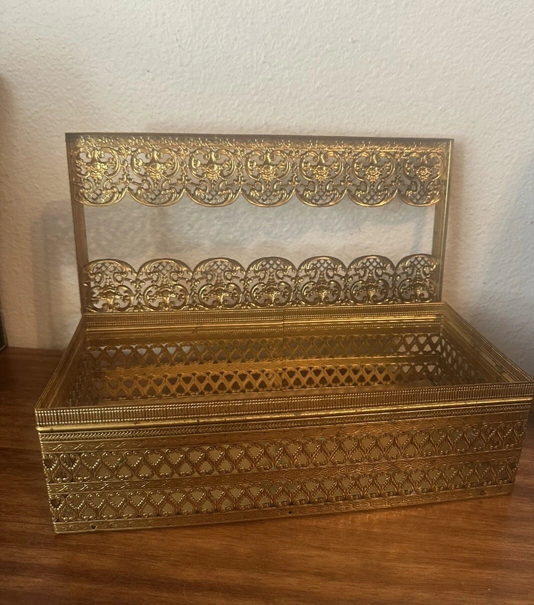 Vintage Hollywood Regency Brass Ormolu Filigree Tissue Box Cover | eBay