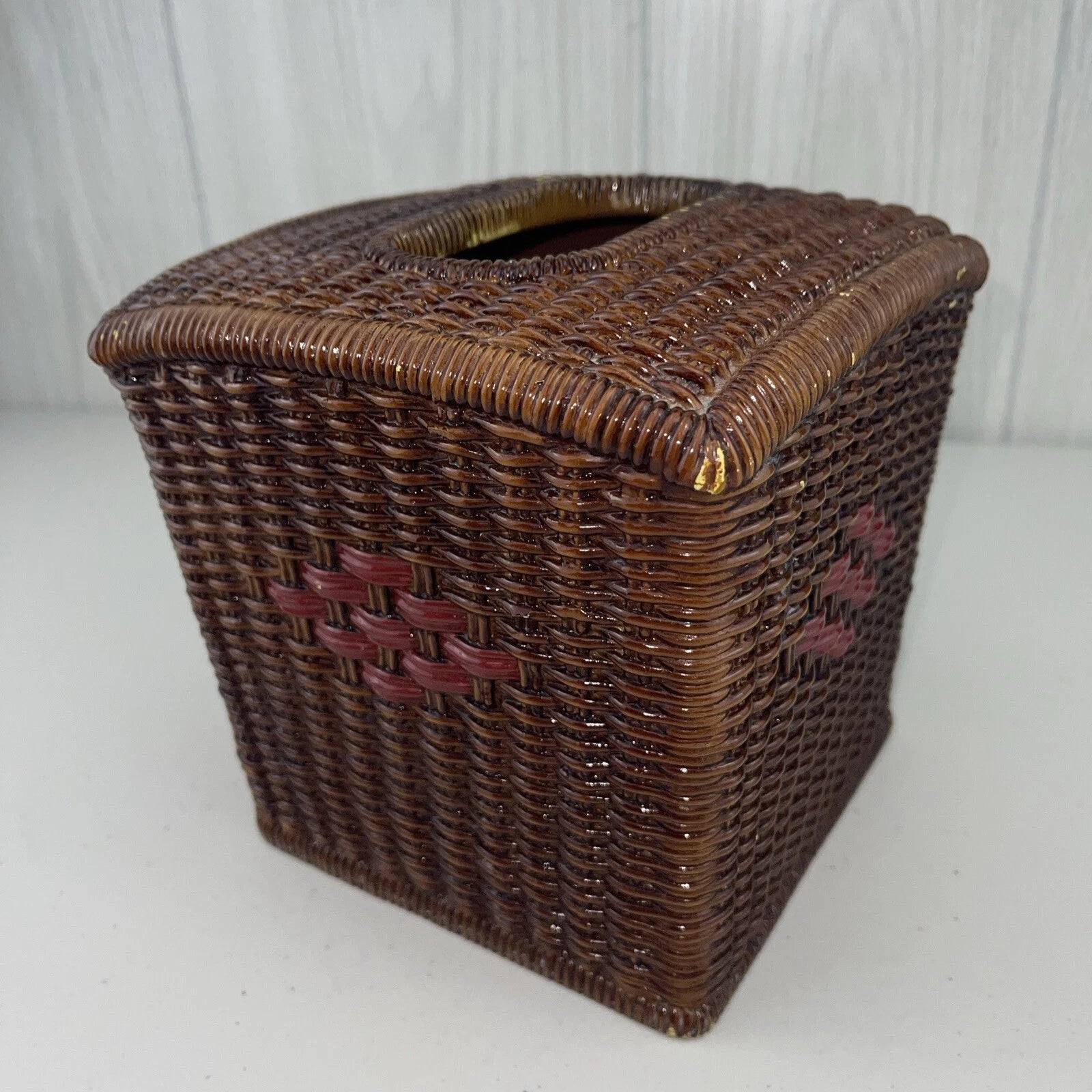 CERAMIC JC Penney Vintage Tissue Box Cover Wicker-Look | eBay