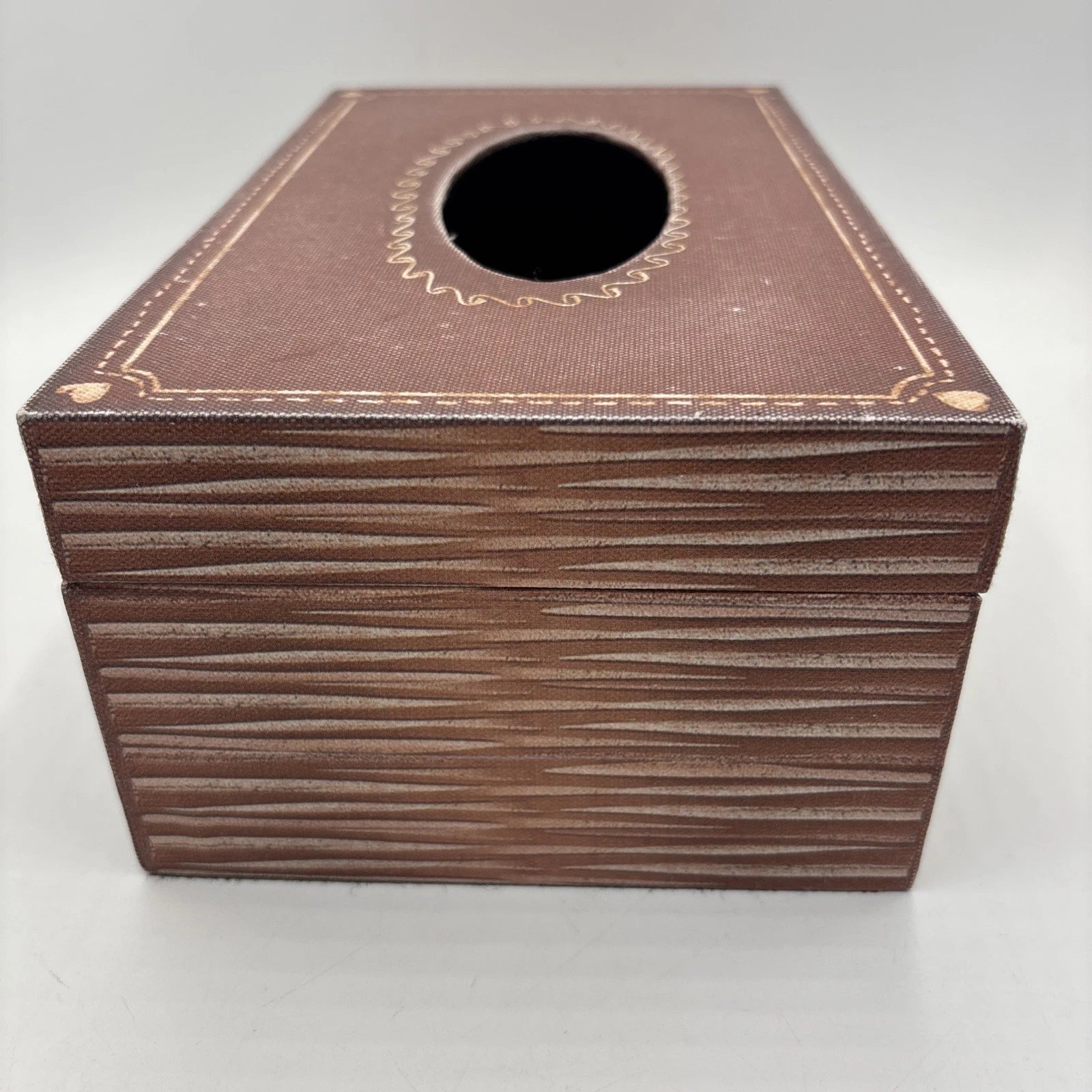 Faux Wood Book Shape Tissue Box Holder Rectangle Box With Metal Closure | eBay