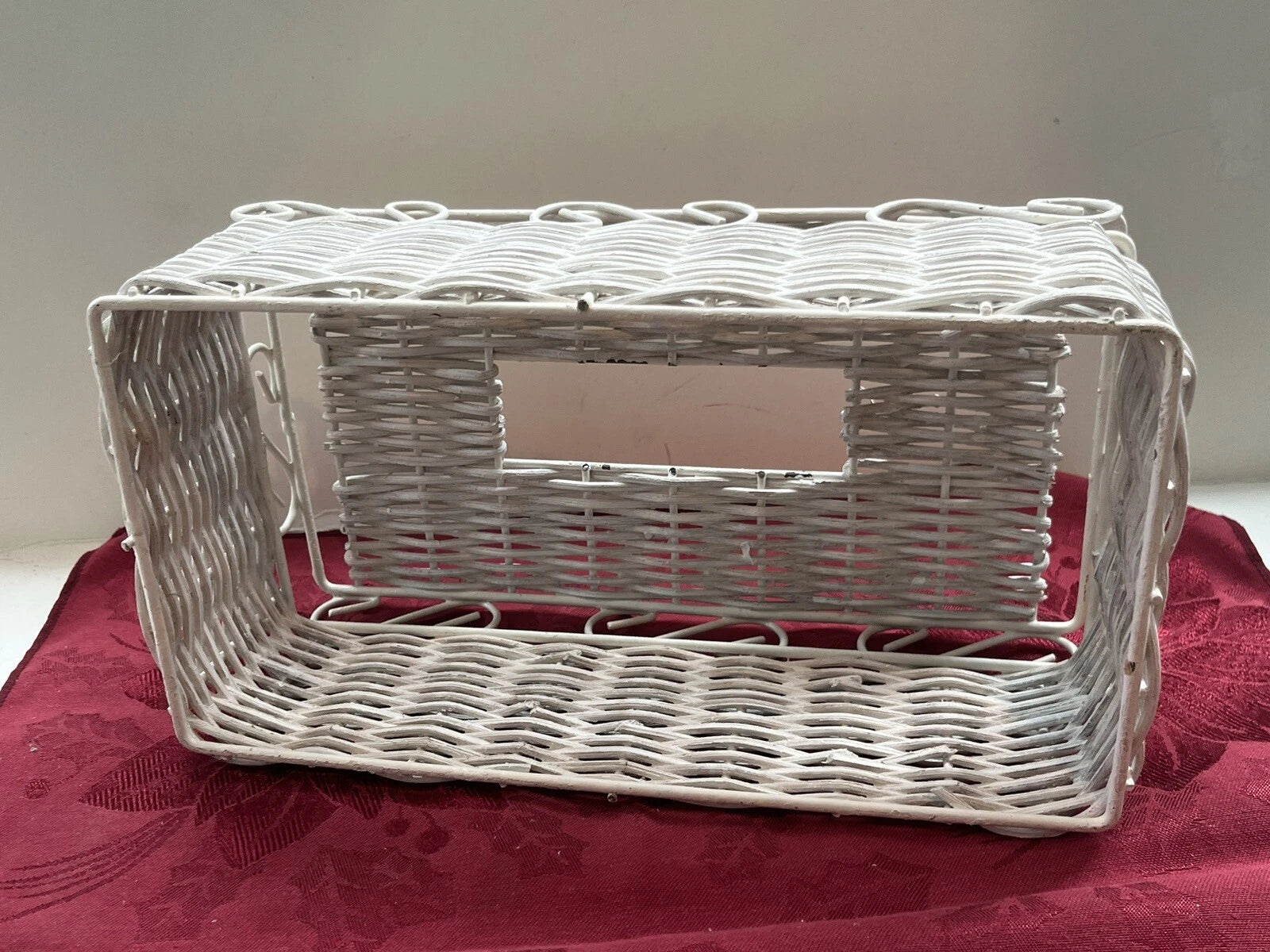 VTG MCM WHITE WICKER & METAL TISSUE BOX COVER 10.5x5.25x4 | eBay