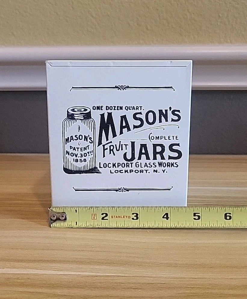 Vintage Tin Mason's Jars Logo Square Tissue Box Cover | eBay