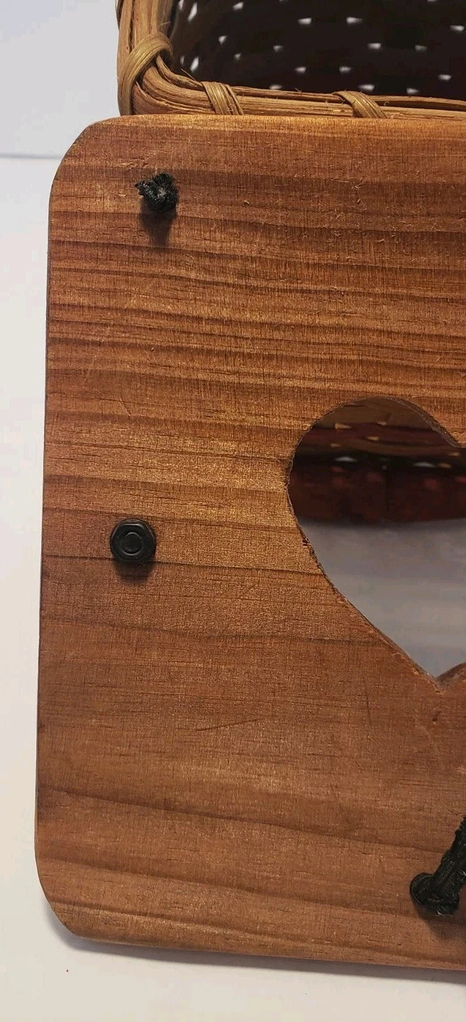 Vintage Wicker Tissue Box with Wooden Lid and Red Accents | eBay