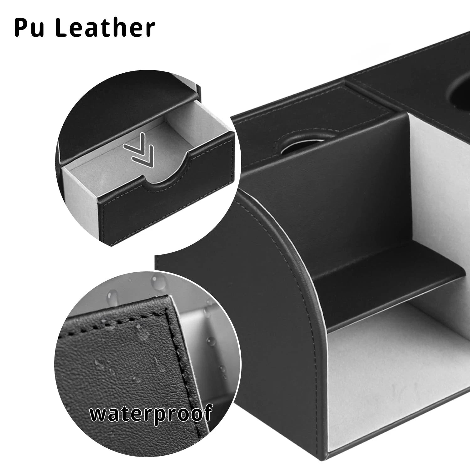 PU Leather Square Tissue Box Cover with Tray and Organizer,Multi-Function Rem... | eBay
