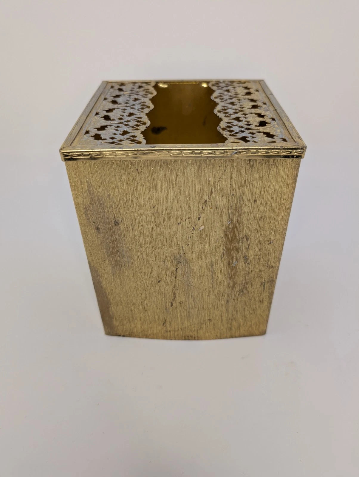 Vintage Mid Century Metal Square Gold Rose Tissue Box Cover | eBay