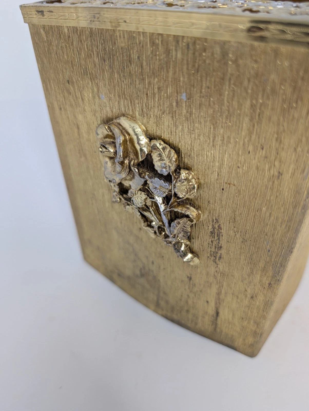 Vintage Mid Century Metal Square Gold Rose Tissue Box Cover | eBay