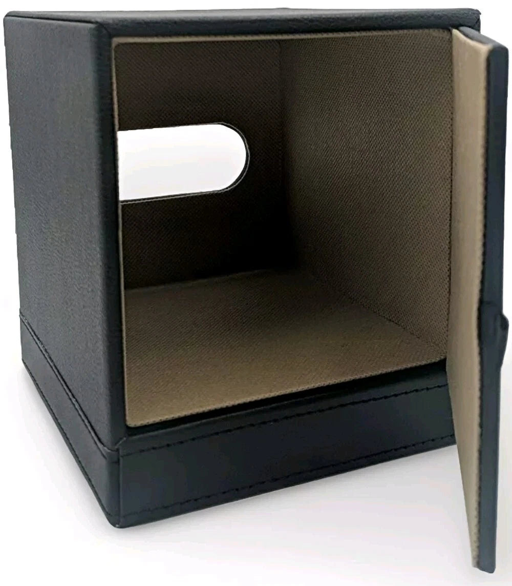 Black Tissue Box Lychee Leather Look Dispenses From Side, Magnetic Close | eBay