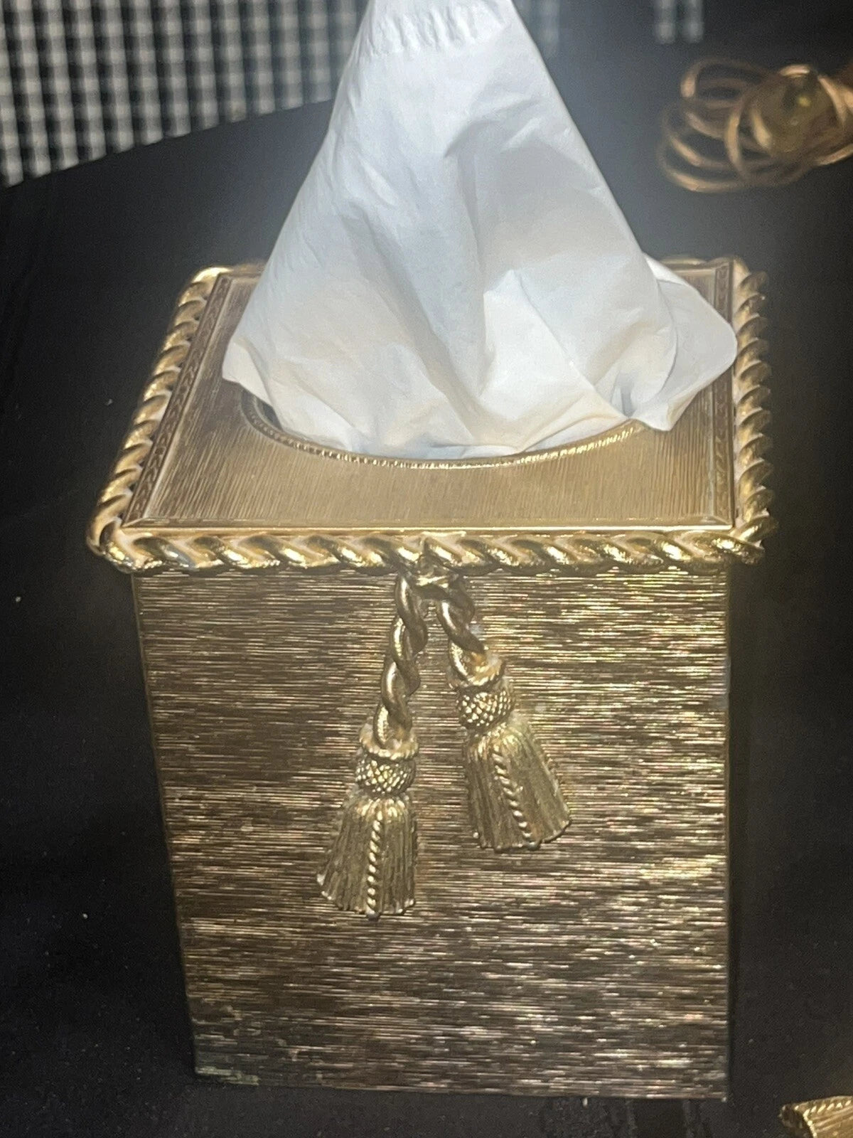 “STYLEBUILT”Gold Tissue Box With Soap Dish Tassels | Vintage Hollywood Regency | eBay