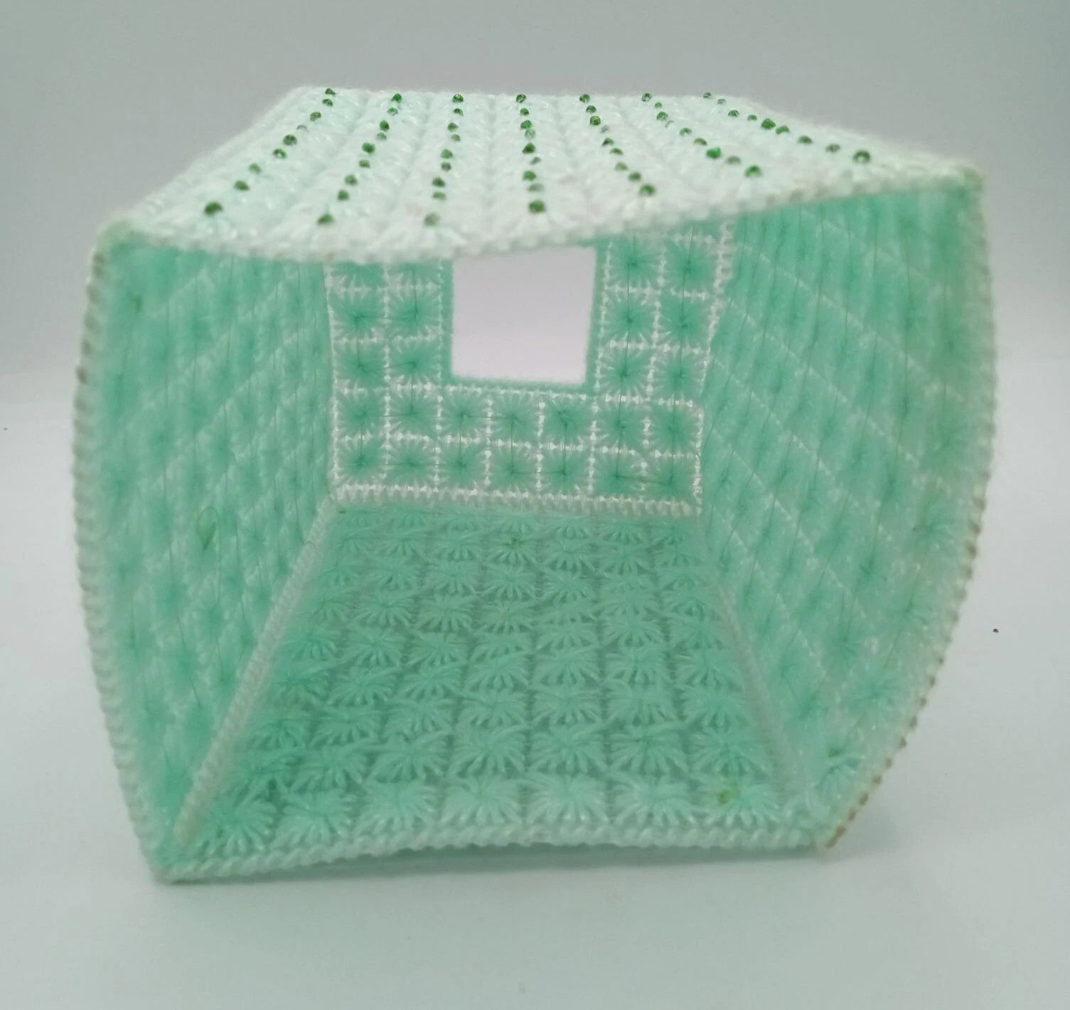Tissue Box Cover Vintage Green Plastic Canvas Pattern 5.75 Inches Handmade | eBay