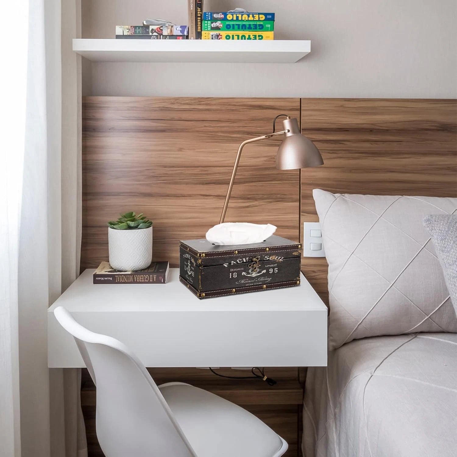 Tissue Box Cover Rectangle Tissue Box with Lid,Wooden Tissue Box Holder Retro Ti | eBay