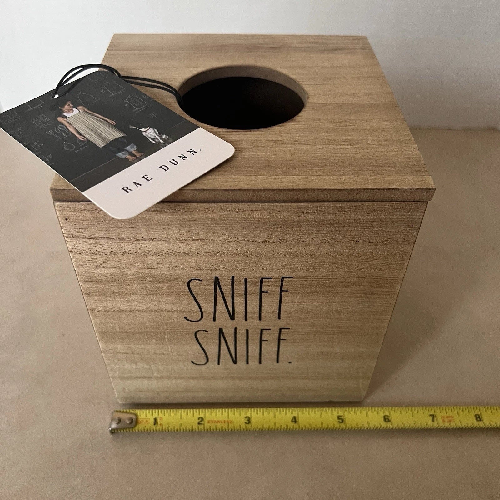 Rae Dunn "Sniff Sniff" Wooden Tissue Box Cover Holder Bath NEW | eBay