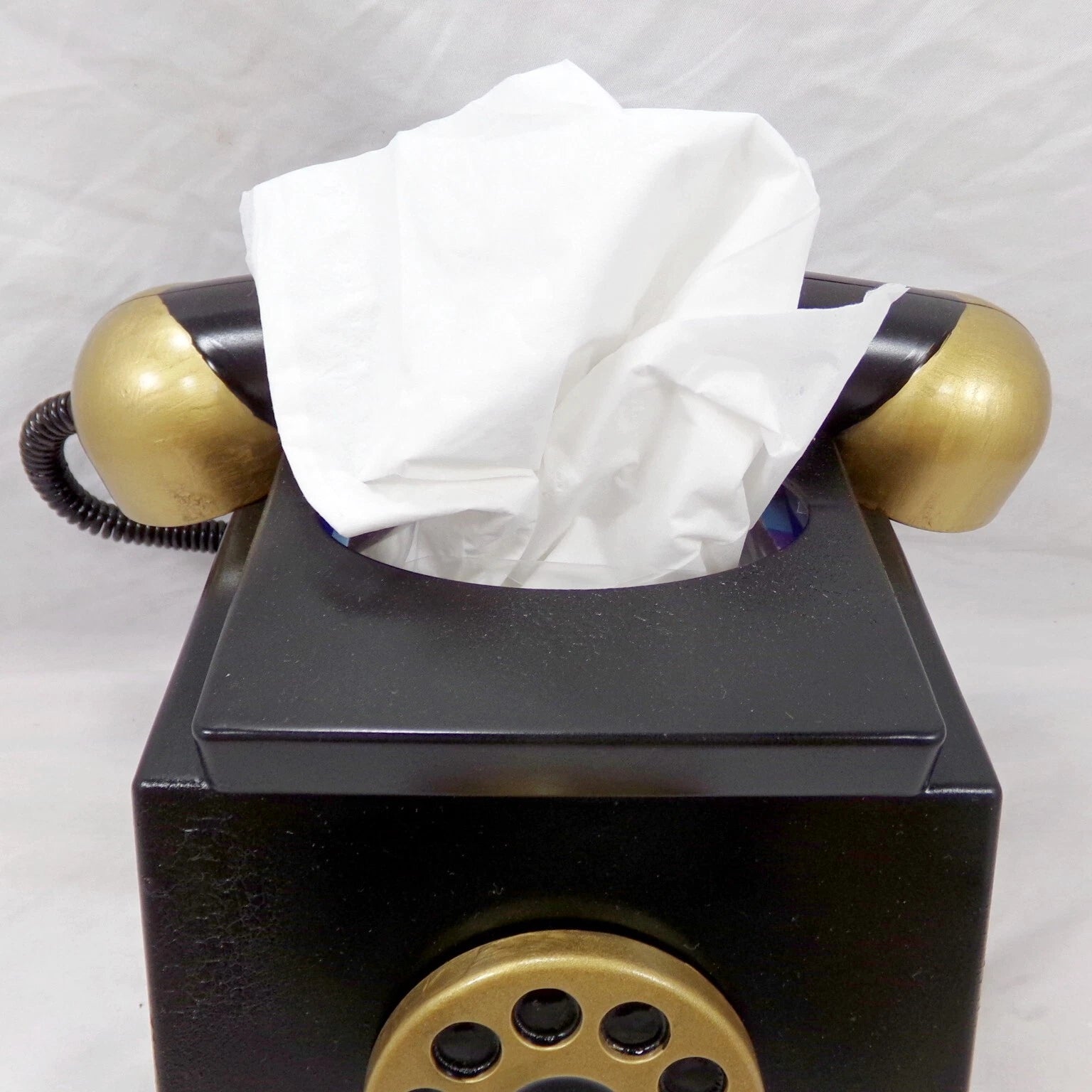 Old-Time Victorian Telephone Painted Tissue Box Cover Black Brass Steampunk | eBay