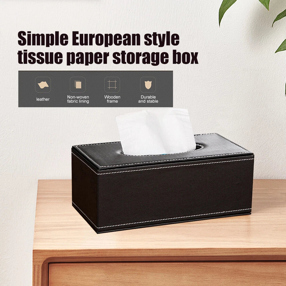For 3.1" Tall Tissue Boxes (Black) PU Leather Tissue Box Cover Case Holder | eBay