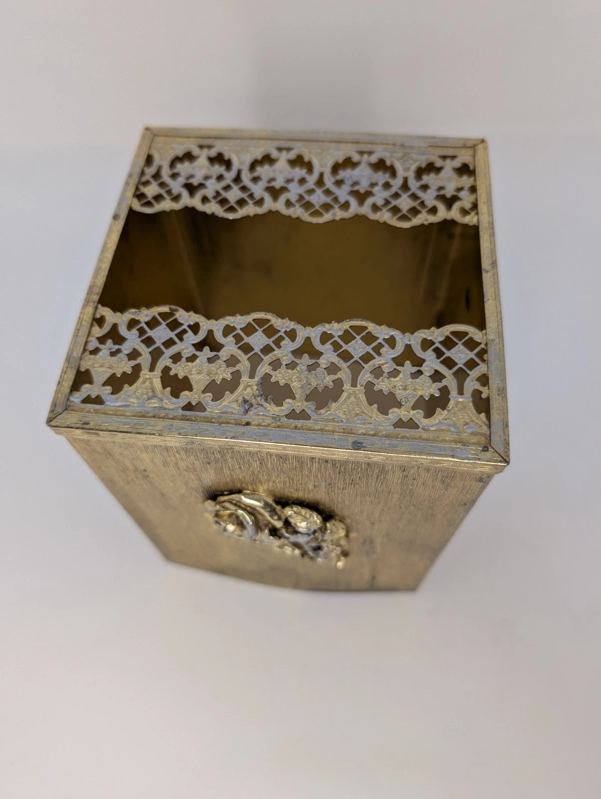 Vintage Mid Century Metal Square Gold Rose Tissue Box Cover | eBay