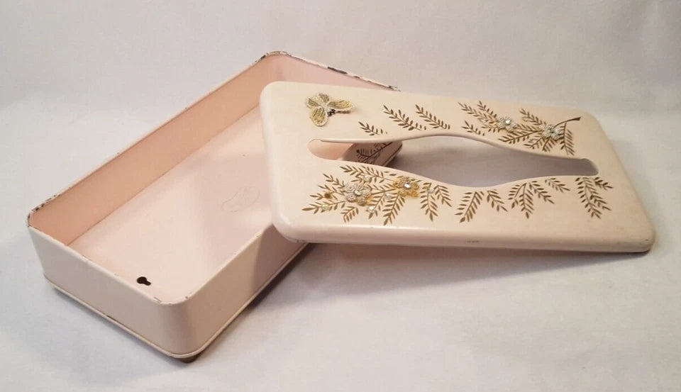 Vintage Metal Tissue Box Holder Wall 60s Ransburg Floral Pink Gold MCM Kitsch | eBay