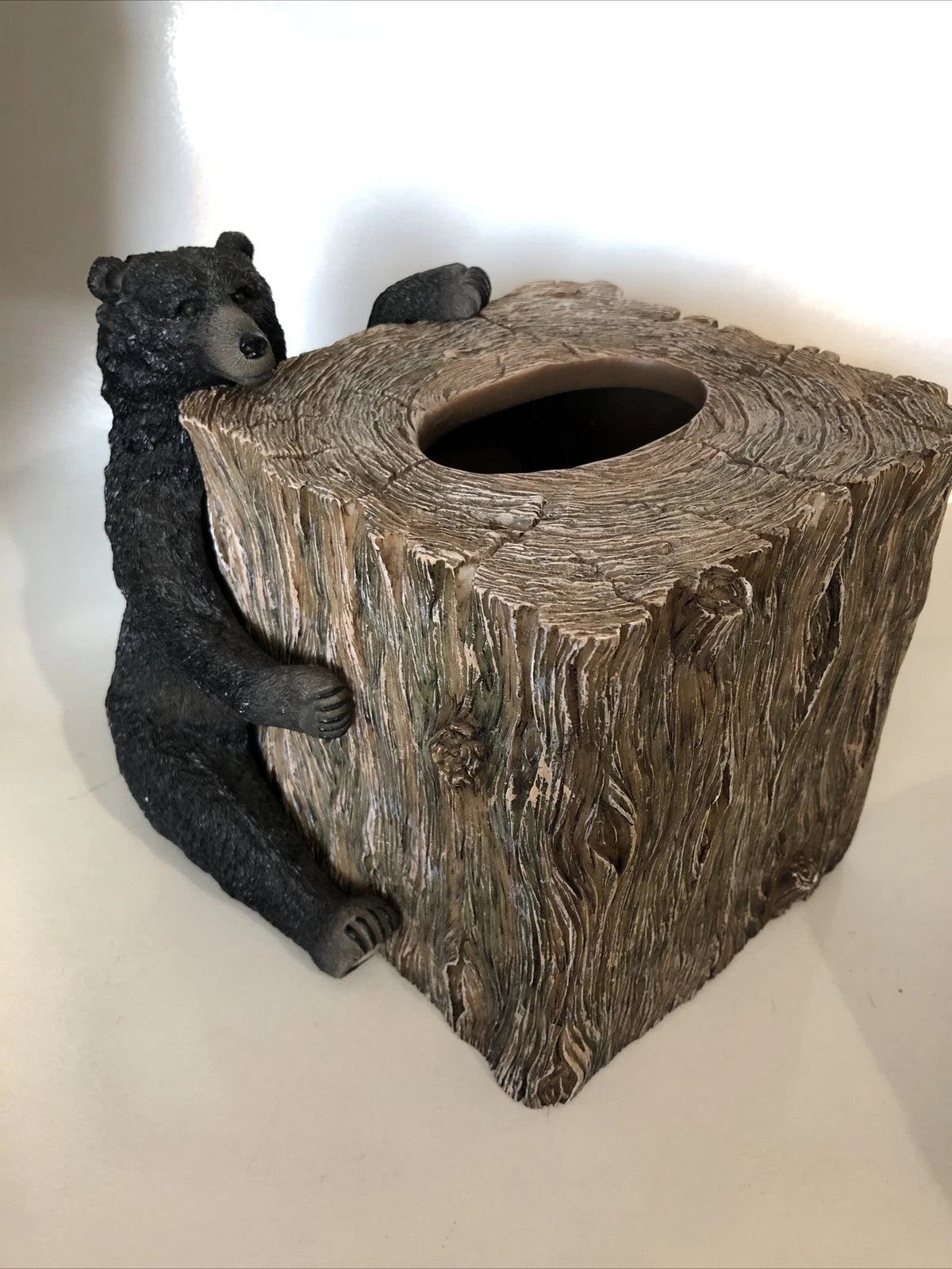 Rustic Black Bear faux bark Tissue Box Cover Cabin Cottage Cube | eBay