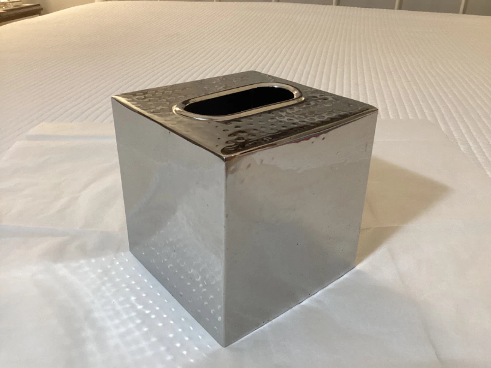 Textured Silver Metal India Boutique Tissue Box Cover EXCELLENT Condition | eBay