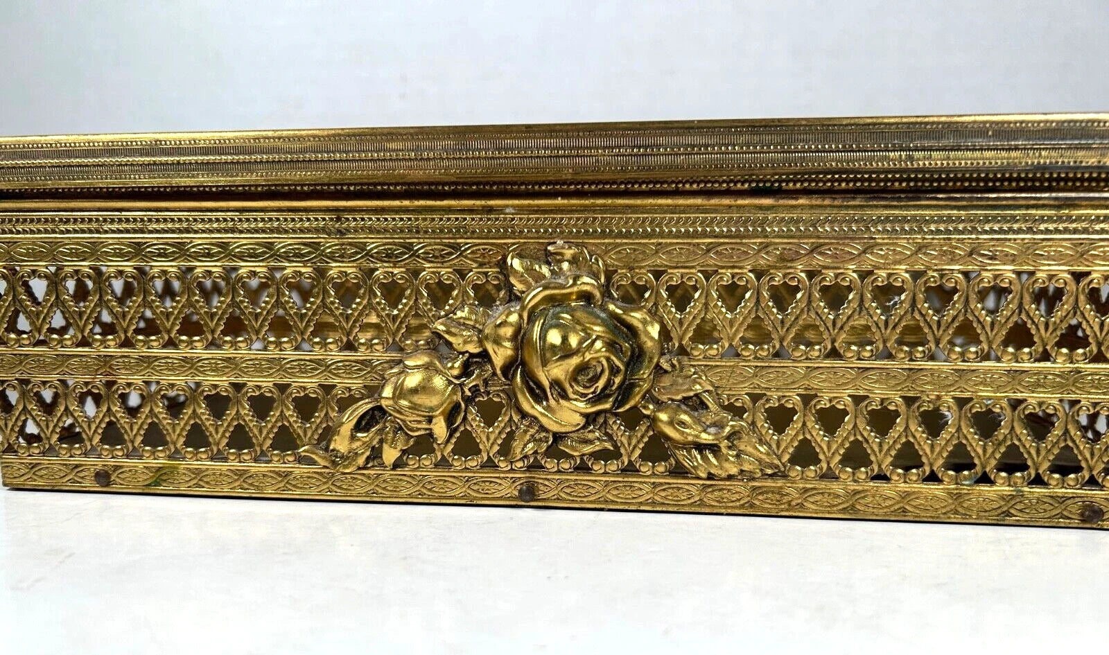 Vintage Gold Filigree Metal Tissue Box Holder Mid 20th Cen. Hollywood Regency | eBay