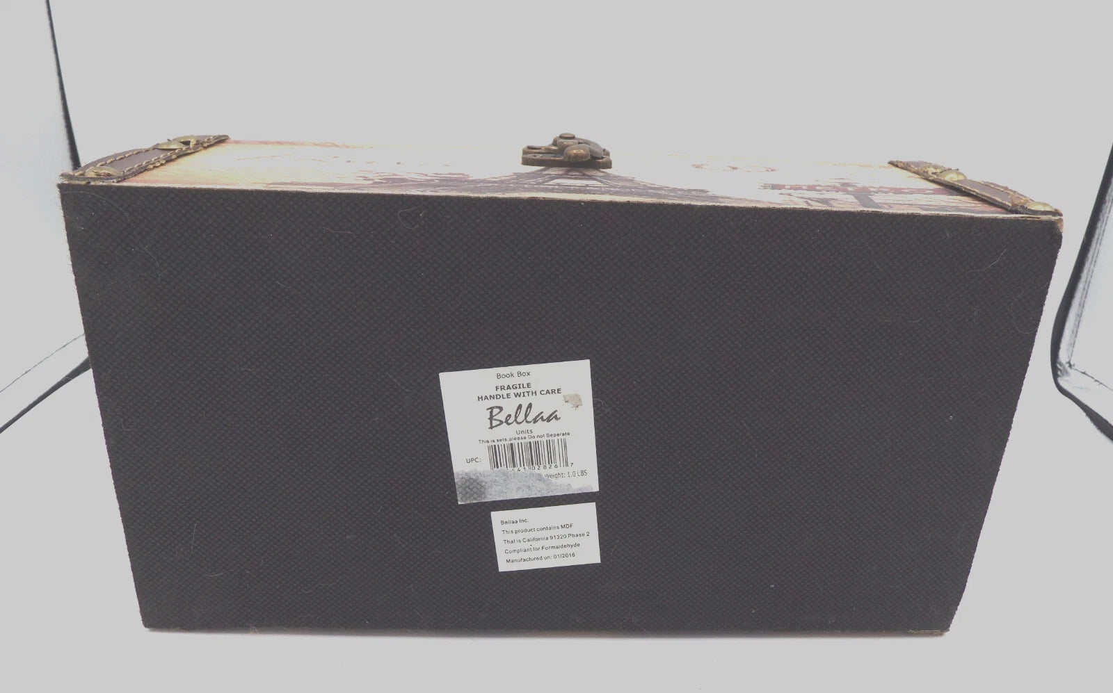 Tissue Box w/ Parisian Theme, Leather Seams and Brass Latch by Bellaa, Ltd- EUC | eBay