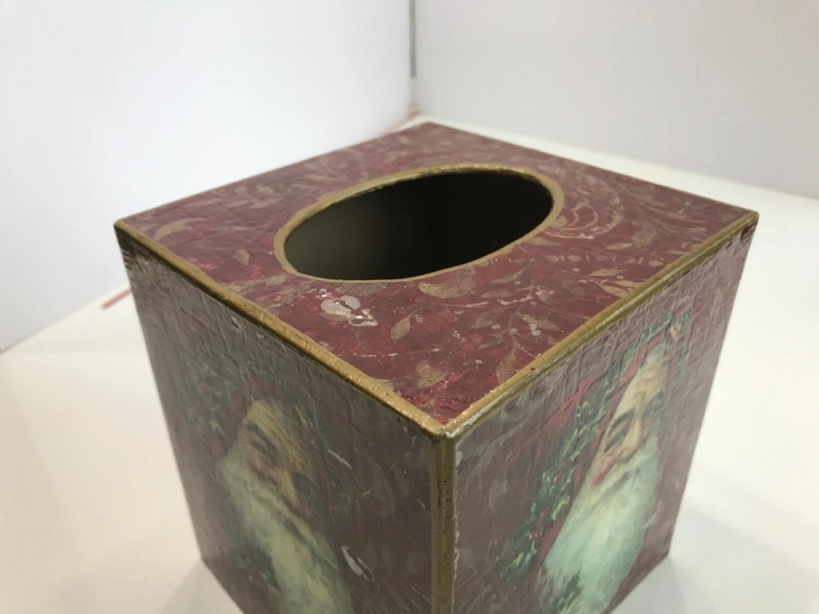 Marye Kelley Christmas Tissue Box Cover Santa Face w/Holly............a7 | eBay