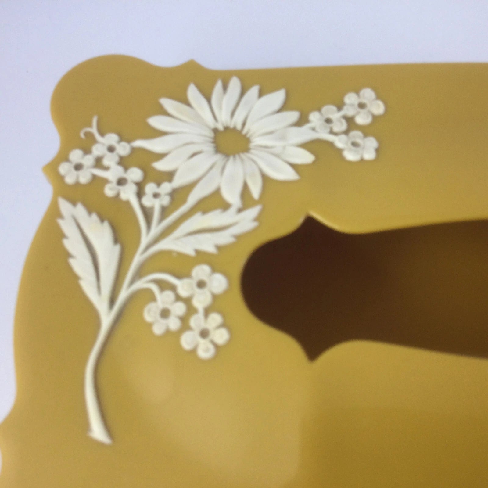 Schartz Vintage Tissue Box Rectangular Container Hinges Yellow Plastic Flowers | eBay