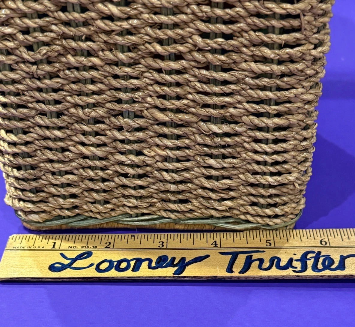 Square Natural Woven Wicker Green Detail Tissue Box Holder Plant Boho Retro G’ma | eBay