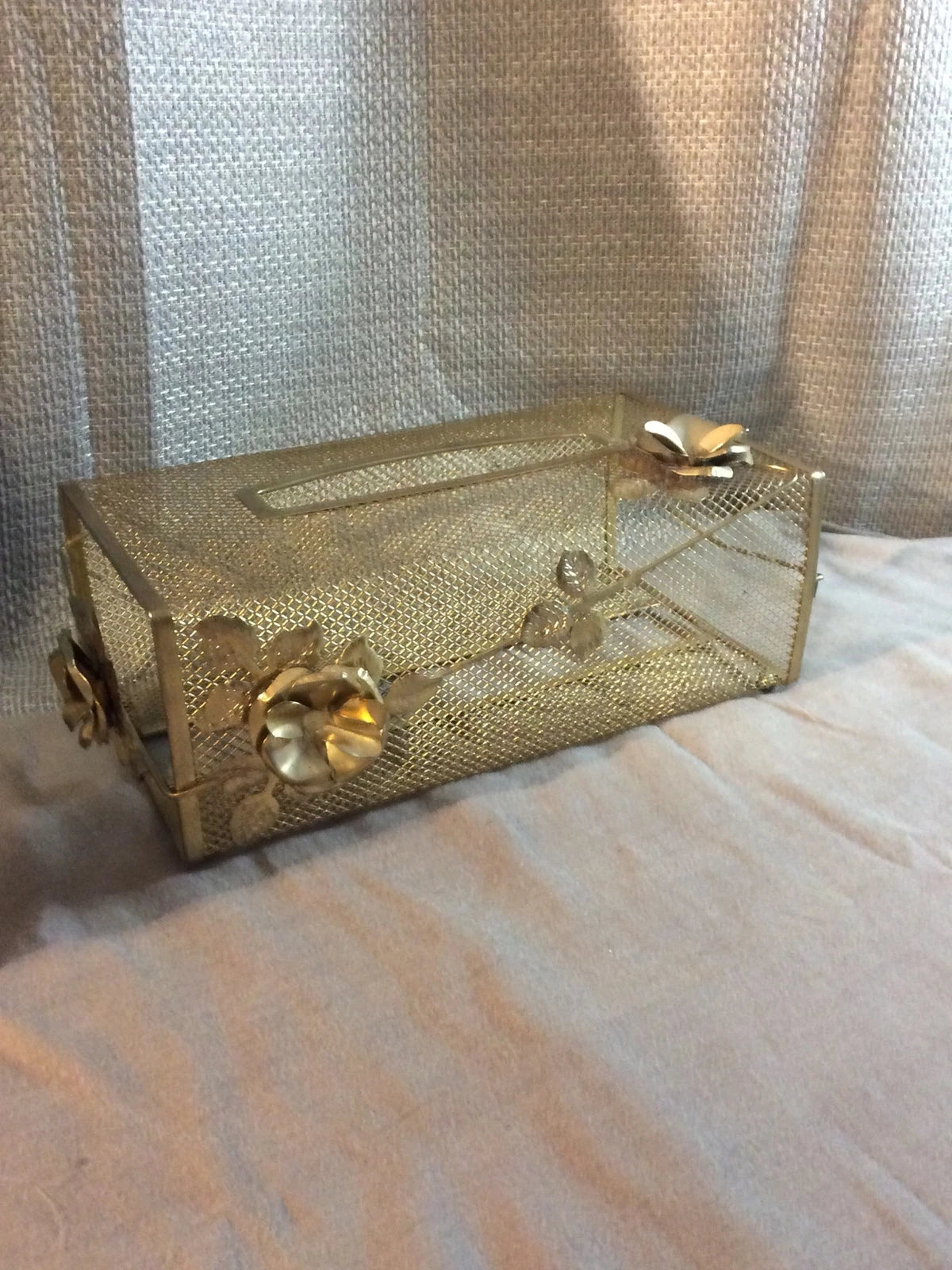 Vintage Home Decor Brass Metal Mesh Floral Design Decorative Tissue Box Cover | eBay