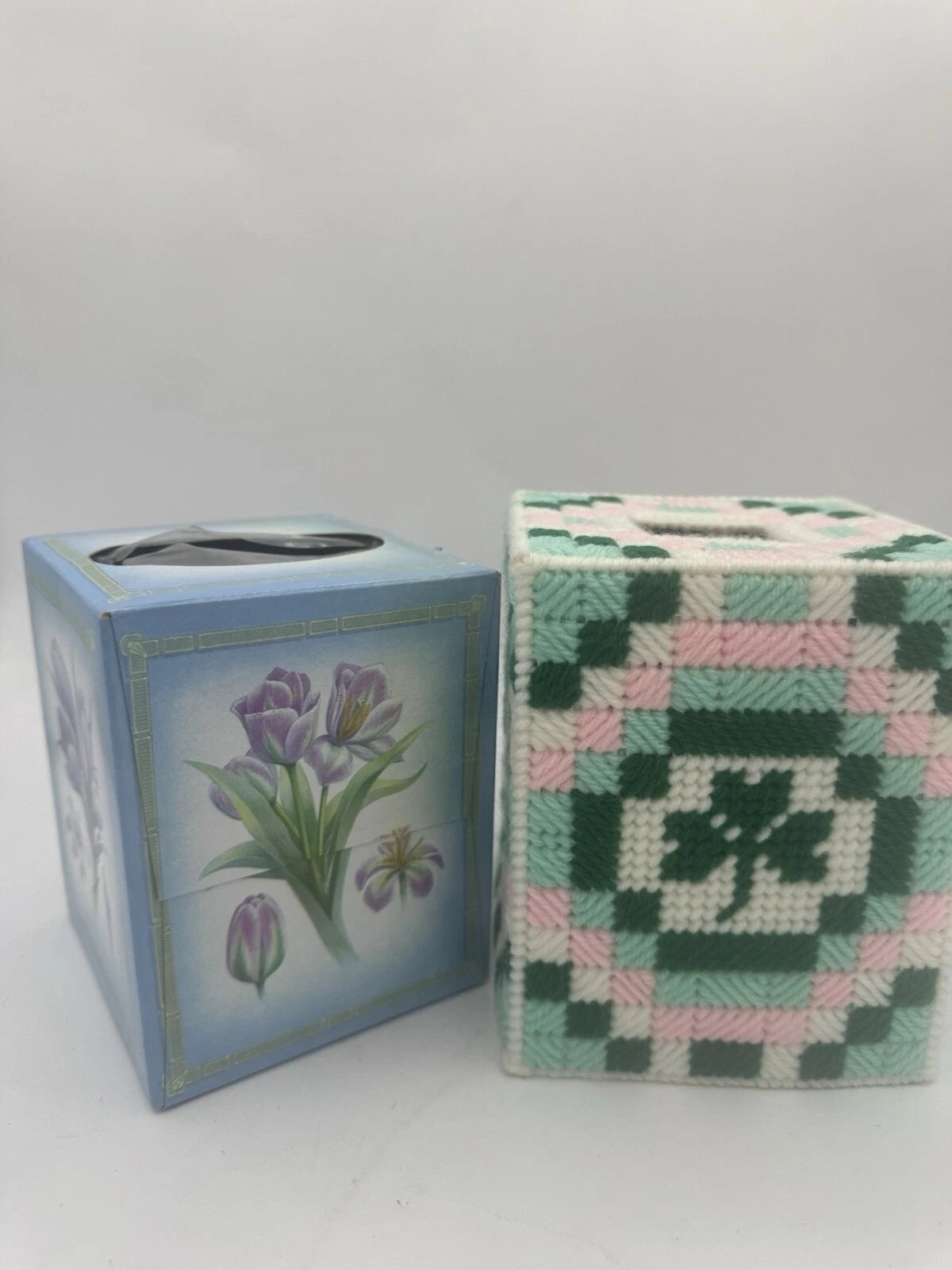 Needlepoint Canvas Small Tissue Box cover Saint Patrick’s Shamrock Vintage | eBay