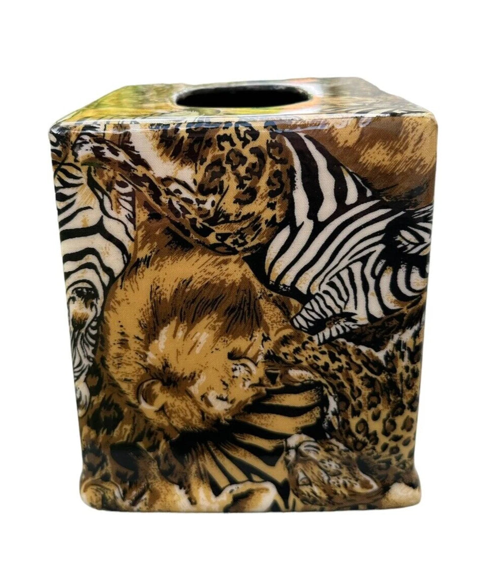African Safari Tissue Box Cover Lions Leopard Giraffe Cheetah Design. New | eBay