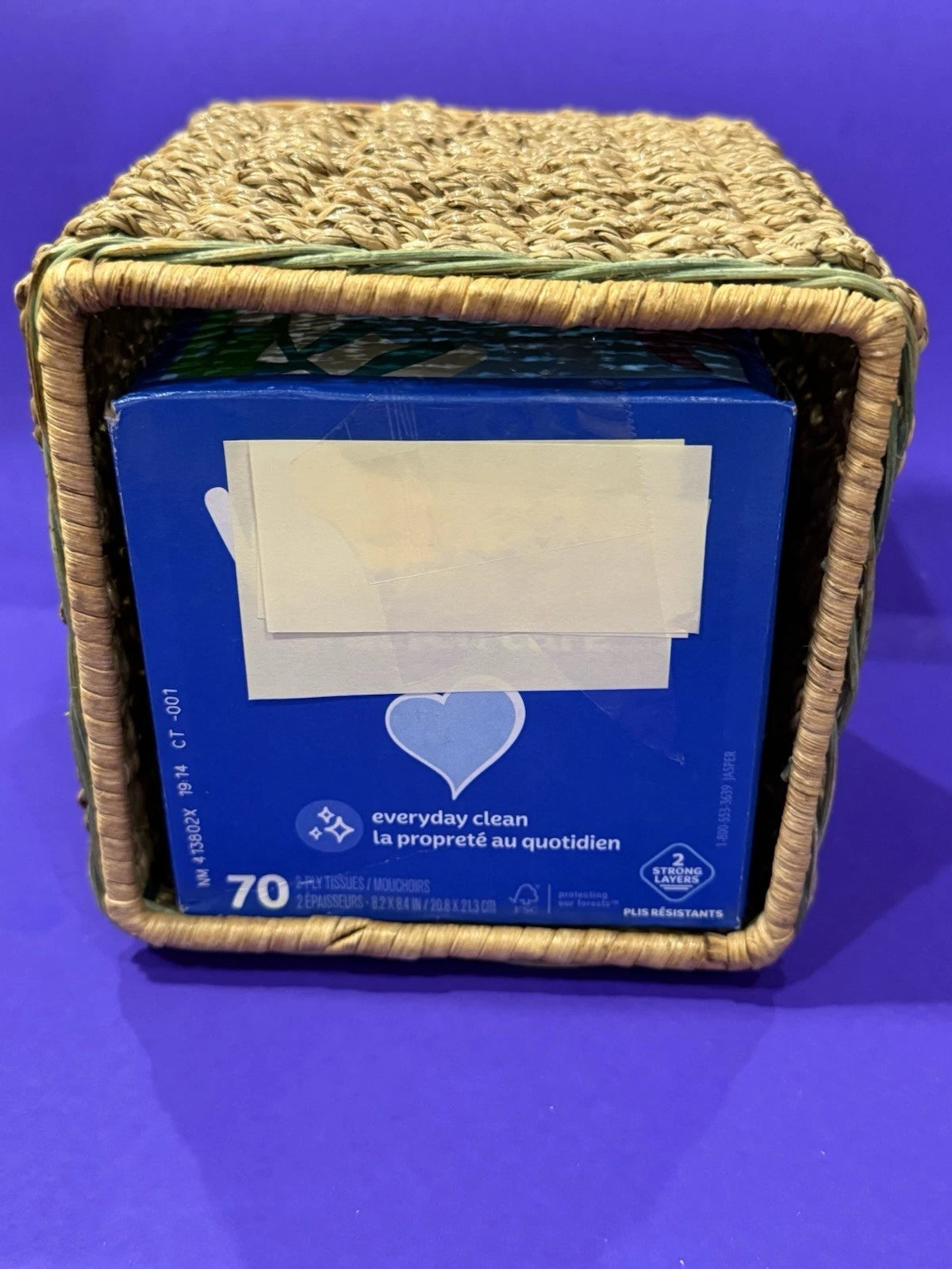 Square Natural Woven Wicker Green Detail Tissue Box Holder Plant Boho Retro G’ma | eBay