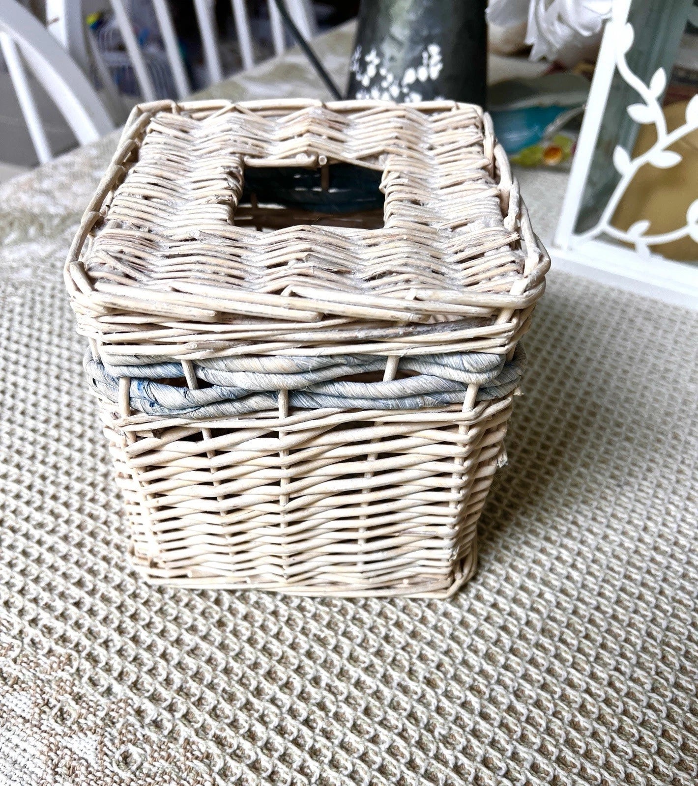 Tissue Box Cover Woven White Wicker Farmhouse Granny Core Cottage Core Country | eBay