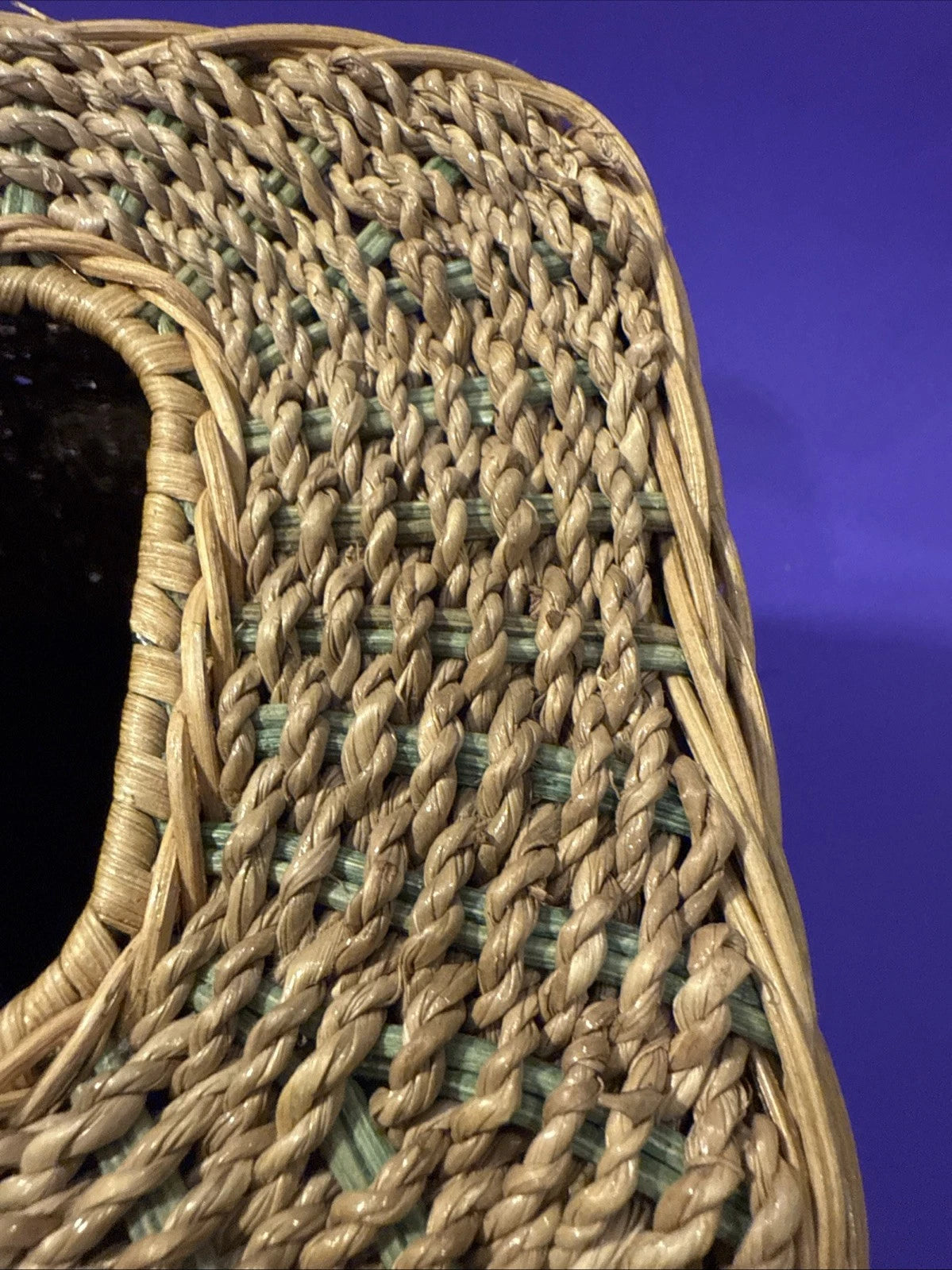 Square Natural Woven Wicker Green Detail Tissue Box Holder Plant Boho Retro G’ma | eBay