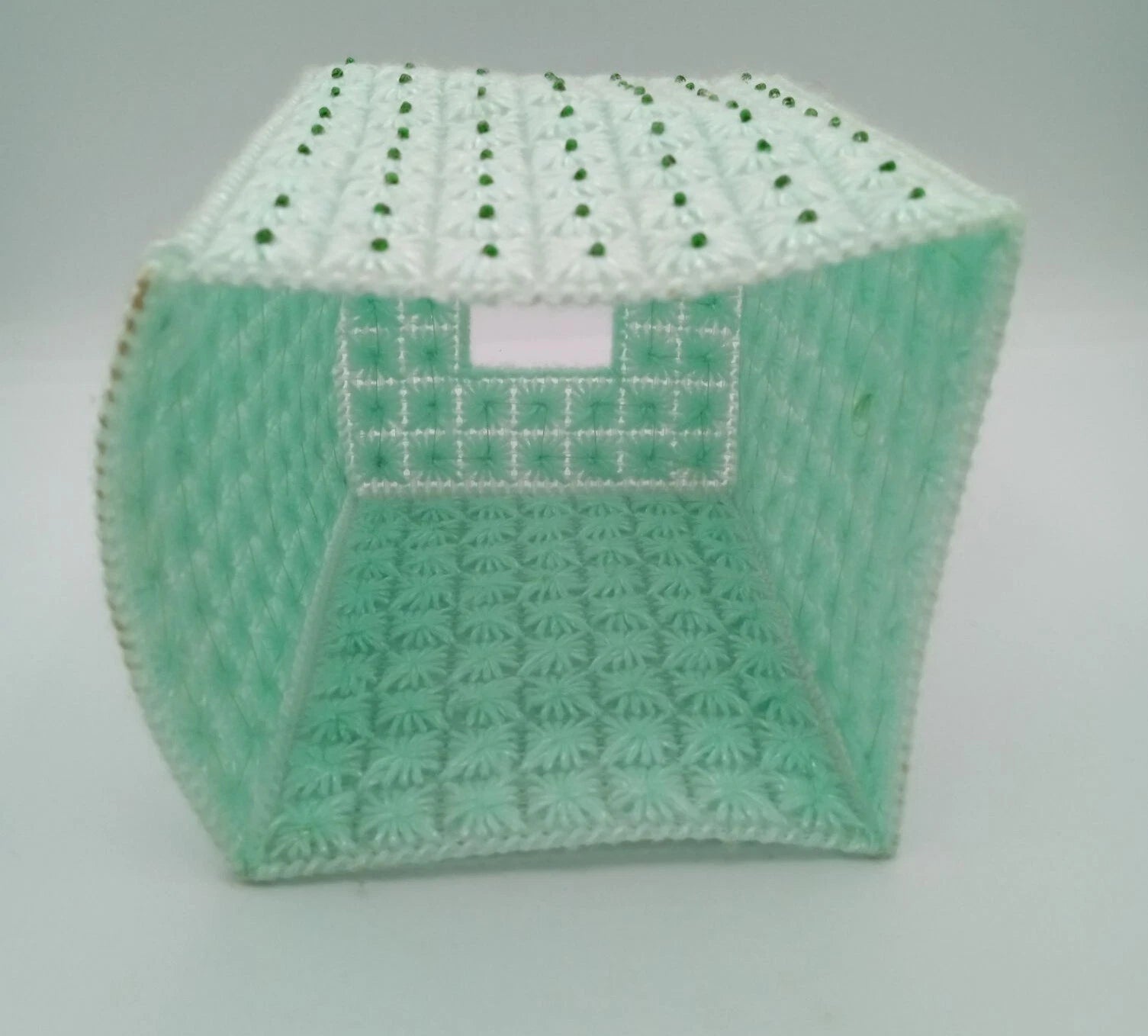 Tissue Box Cover Vintage Green Plastic Canvas Pattern 5.75 Inches Handmade | eBay