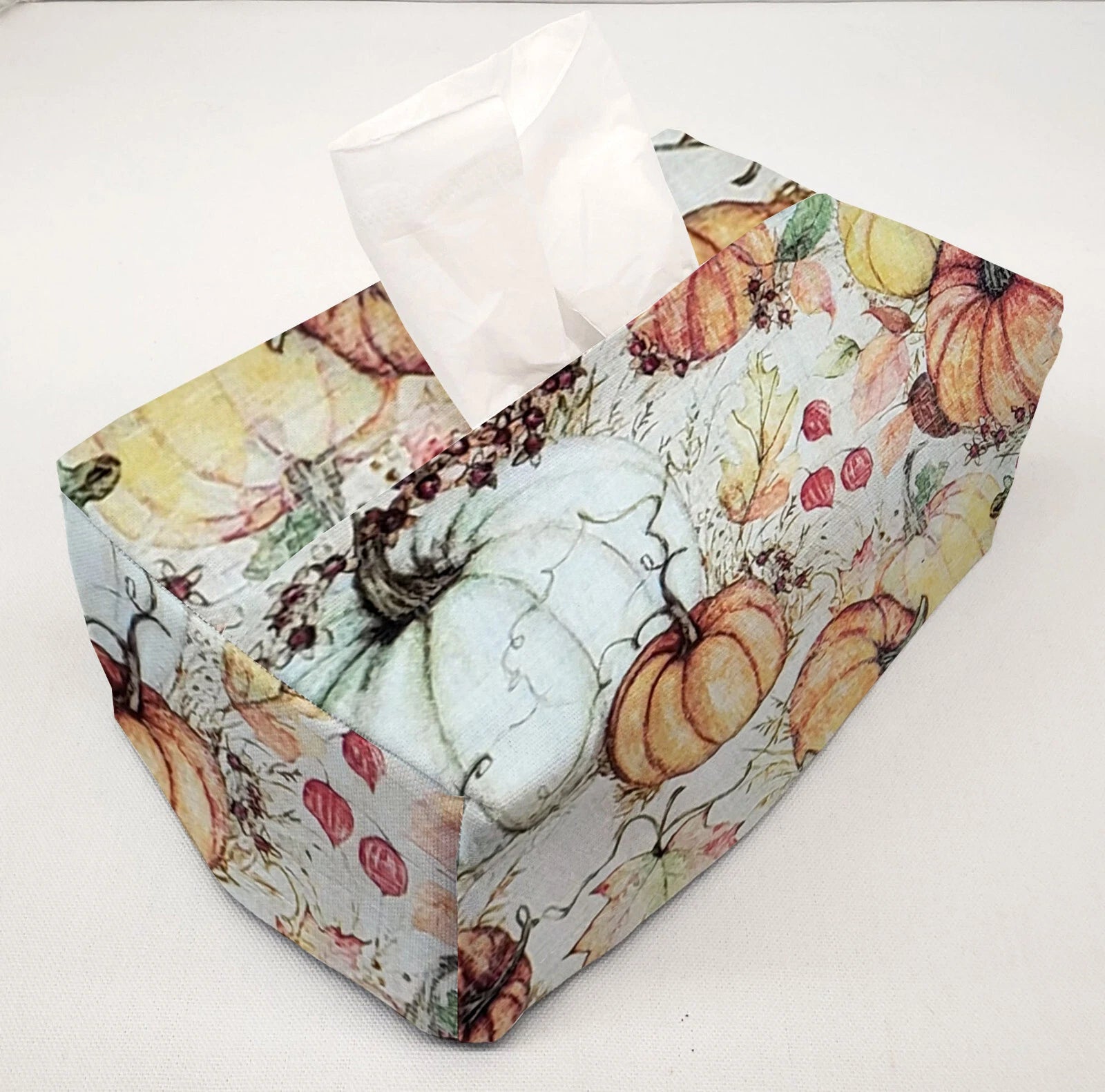 Fall Pumpkins & Leaves Tissue Box Cover | eBay