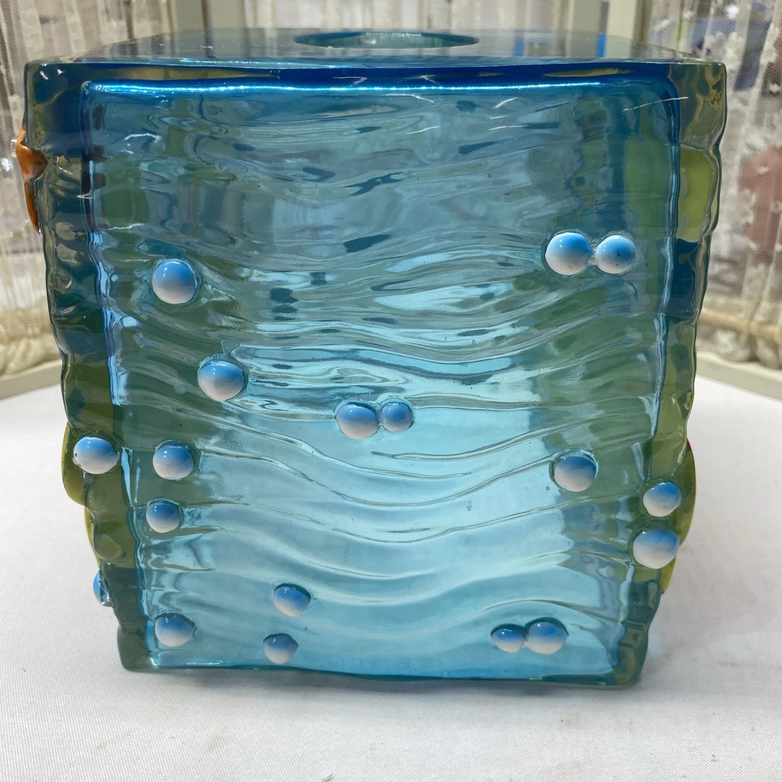 Blue Acrylic Red Crab Square Tissue Box Cover Underwater Starfish Bubbles | eBay