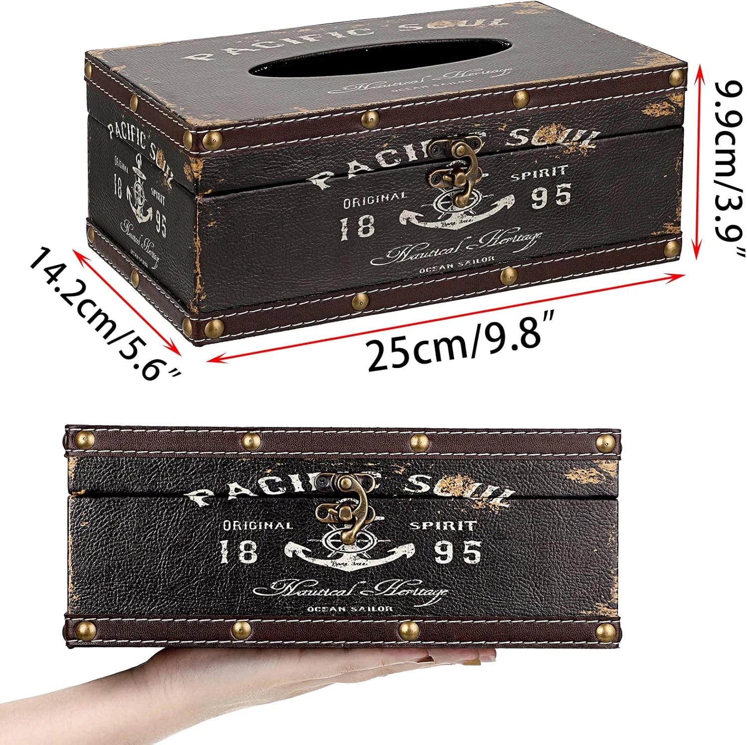 Tissue Box Cover Rectangle Tissue Box with Lid,Wooden Tissue Box Holder Retro Ti | eBay