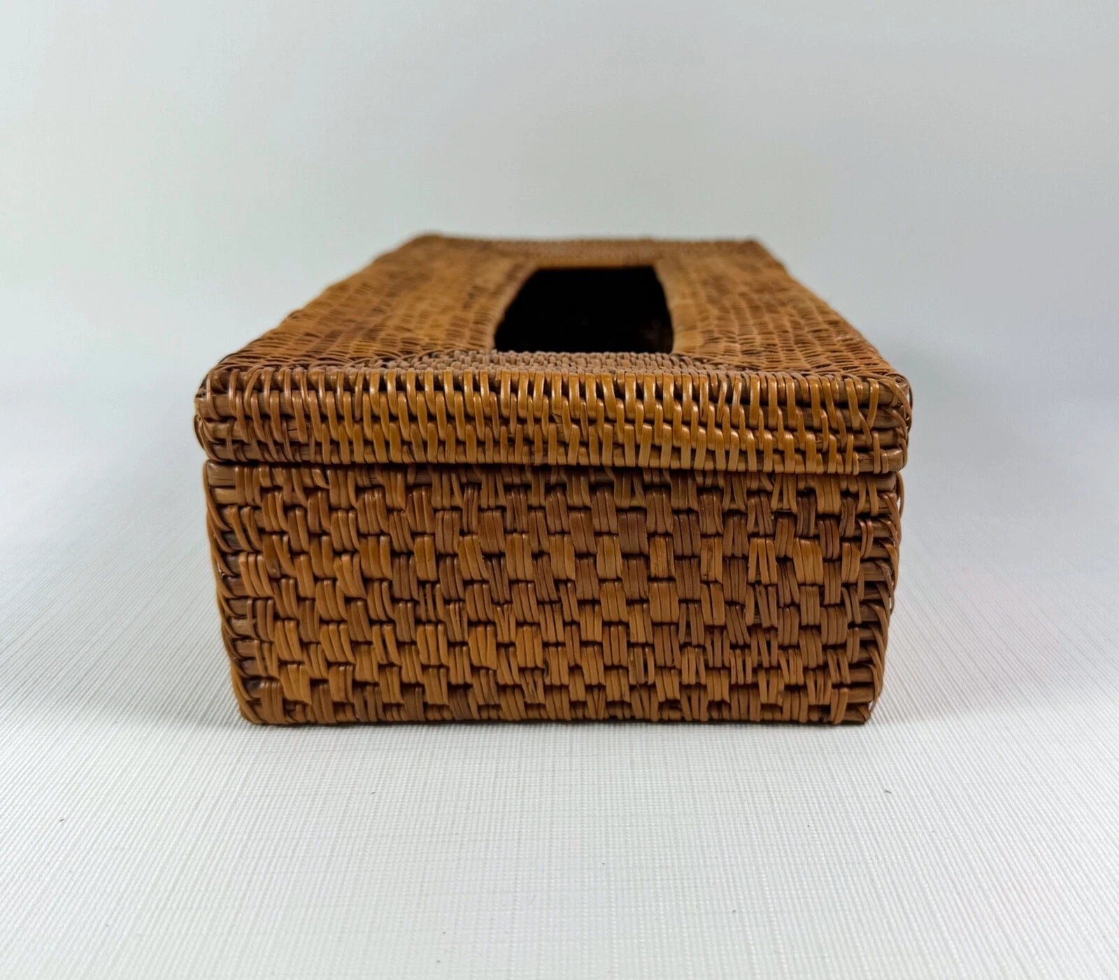 Vintage Wicker Rattan Woven Basket Long Tissue Box Cover Holder Box with Latch | eBay