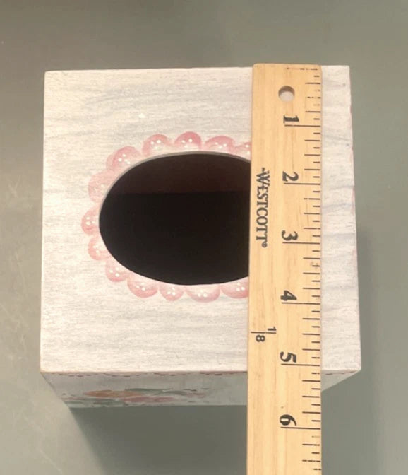 Vintage Square Hand-Painted Tissue Box Cover Floral Wooden | eBay